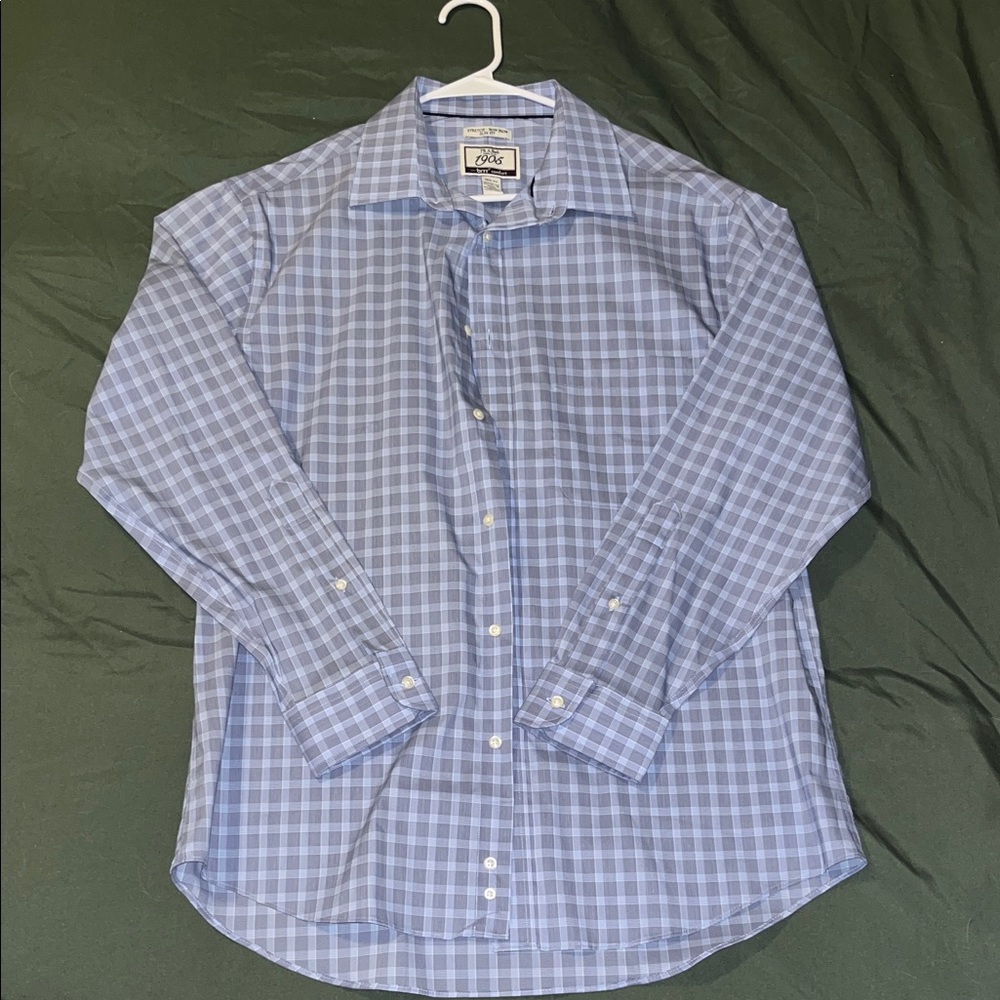 Jos. A. Bank Light Blue Checkered Dress Shirt